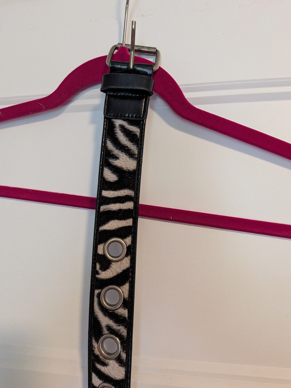 Black and White Zebra Patterned Belt Y2k